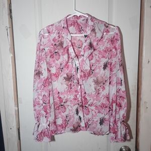Chic Pink Floral Women's Blouse